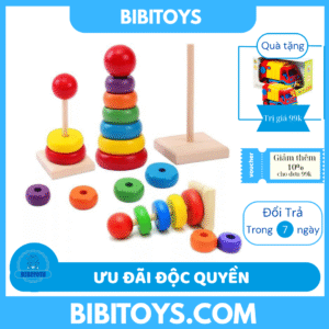 ĐỒ CHƠI GỖ THÁP CẦU VỒNG 7 MÀU